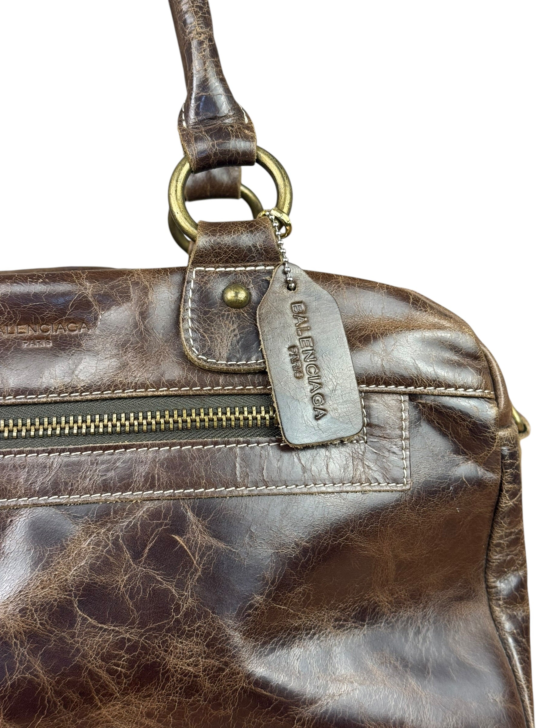 Balenicaga Brown Leather Whistle Handbag
