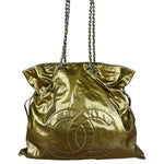 Chanel CC Green Metallic Patent Leather BonBon Chain Cinch Tote 2008