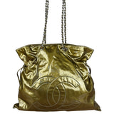 Chanel CC Green Metallic Patent Leather BonBon Chain Cinch Tote 2008