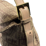 Fendi Rose Beige  Leather Trim Zucca Baguette