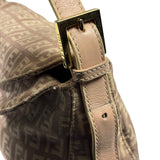 Fendi Rose Beige  Leather Trim Zucca Baguette