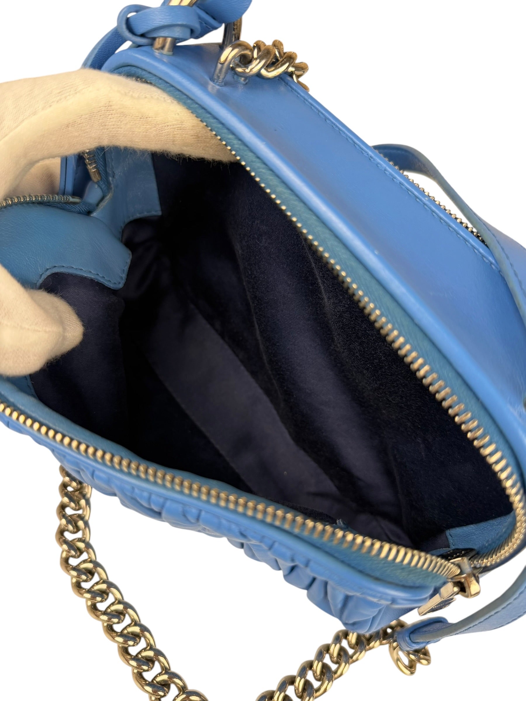 Miu Miu Blue Leather Chain Camera 2Way Shoulder Bag