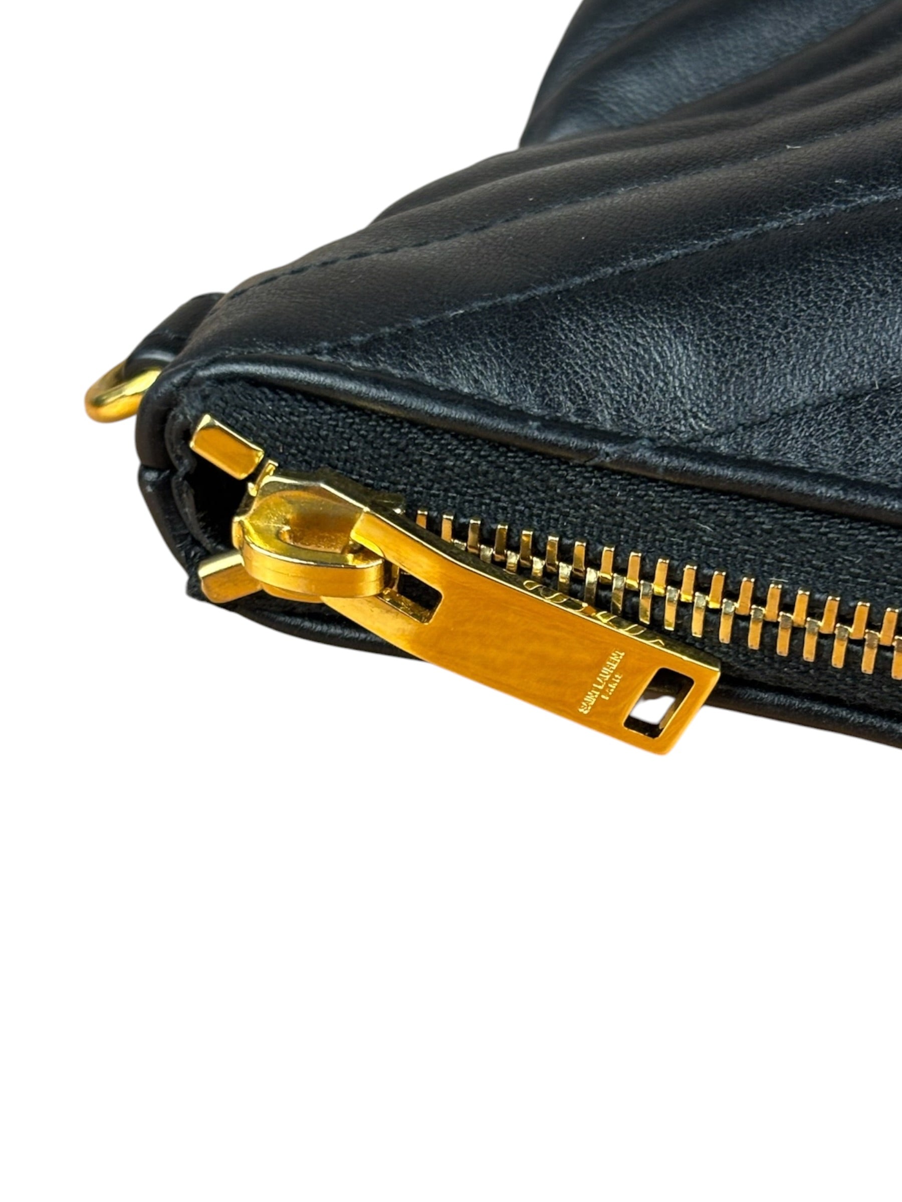 YSL Black Quilted Leather Cassandre Matelasse Pouch