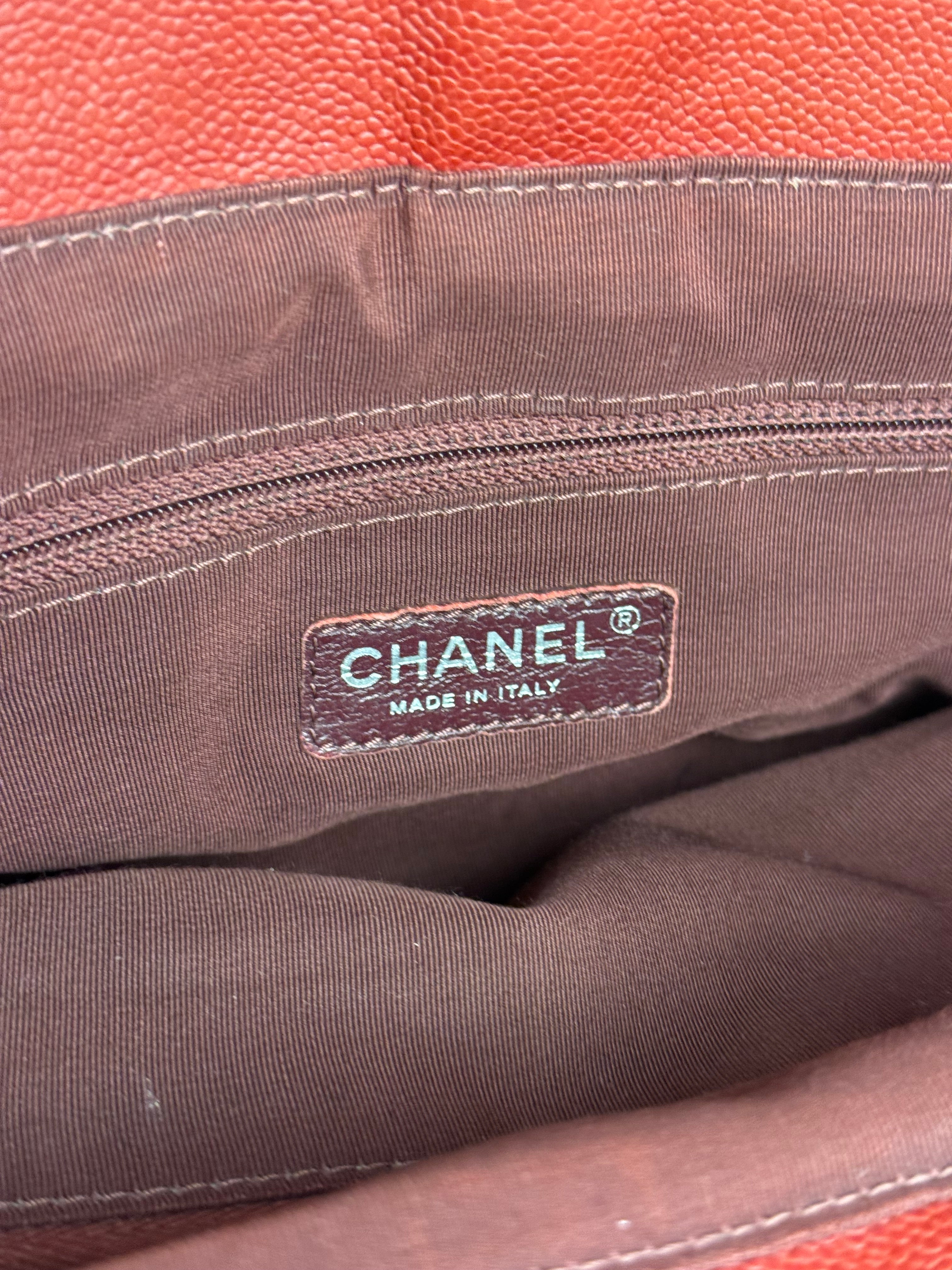 Chanel Red Quilted Caviar Be CC 2Way Tote Bag 2014