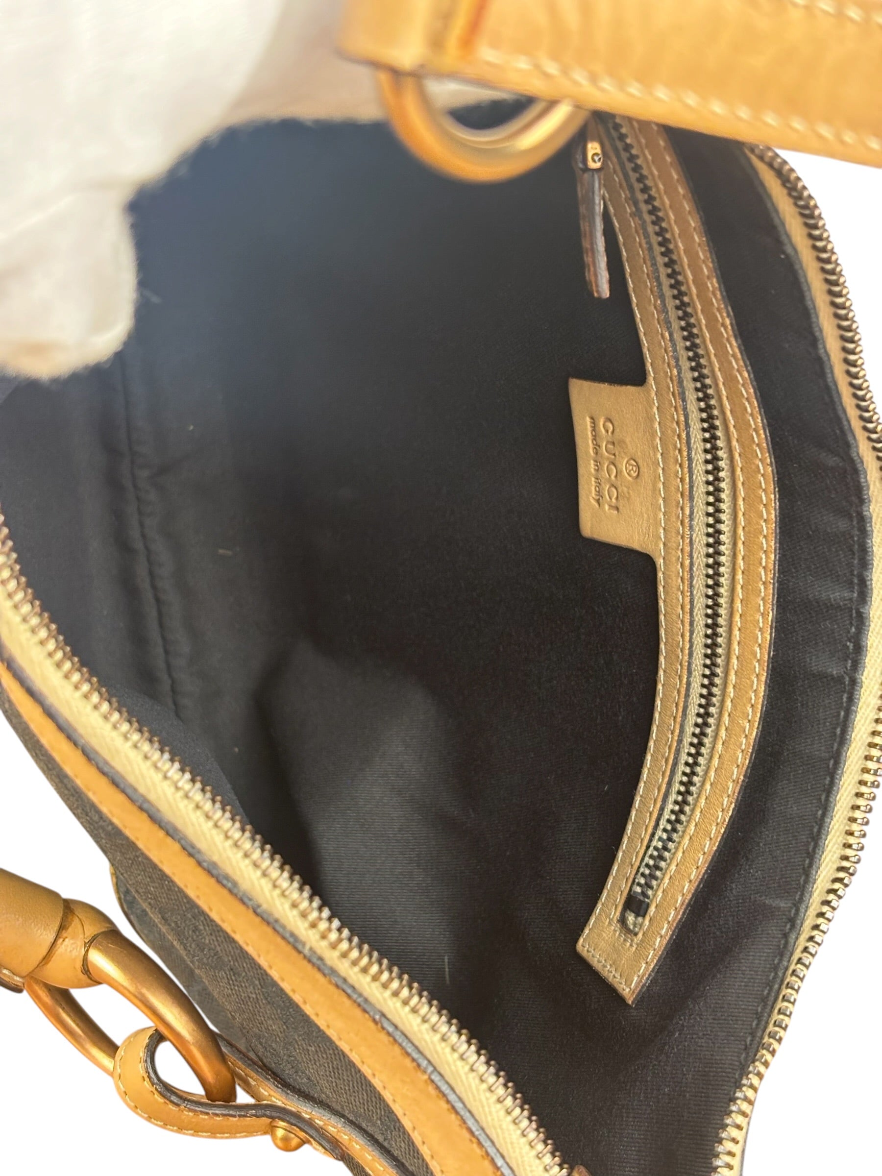 Gucci Vintage Black GG Horsebit Shoulder Bag