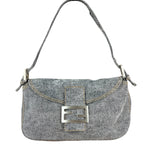 Fendi Light Denim Toned Canvas Baguette Shoulder Bag