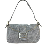 Fendi Light Denim Toned Canvas Baguette Shoulder Bag