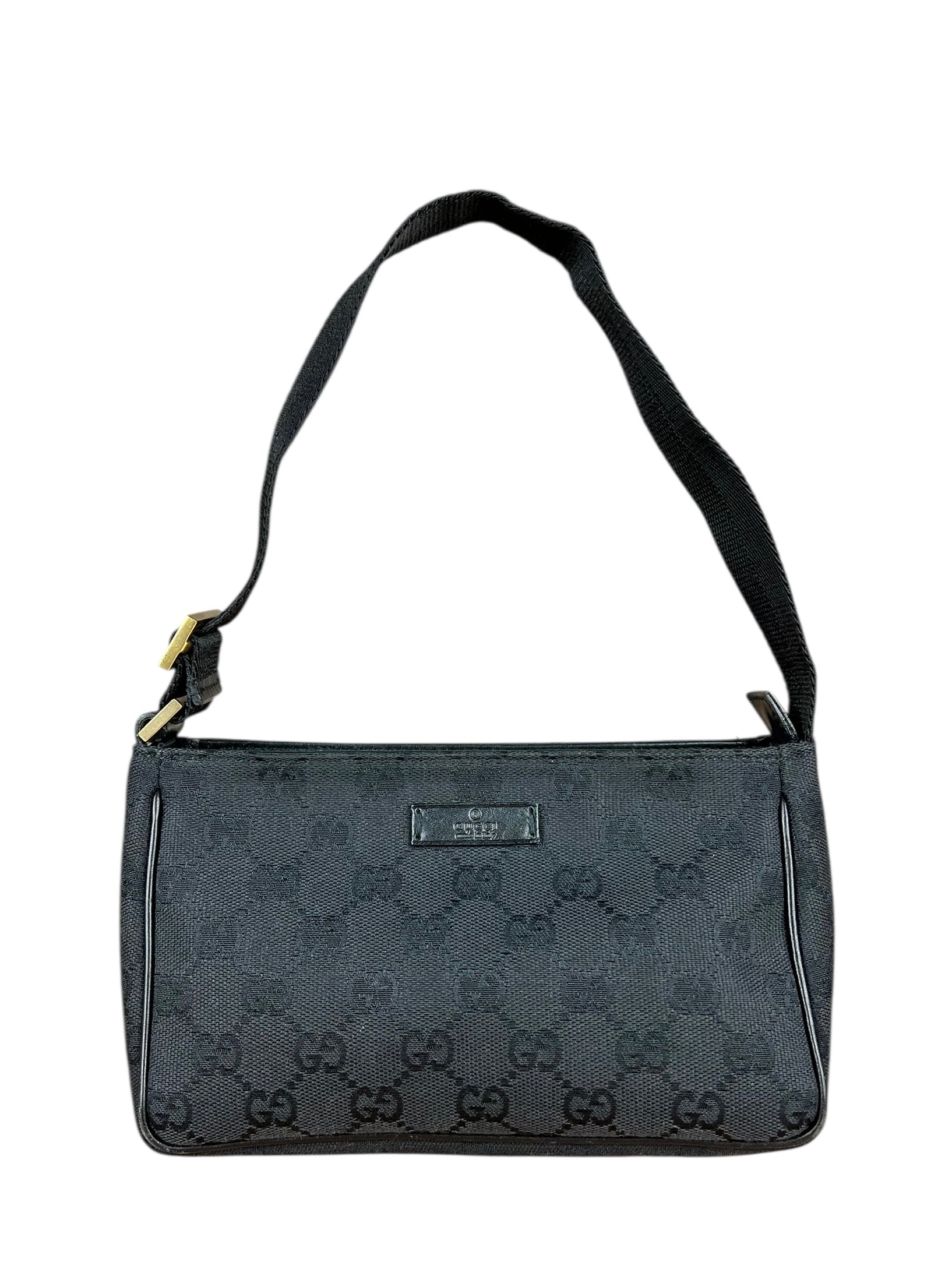 Gucci Vintage GG Black Canvas Pochette