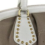 Prada Beige Vitello Trimmed Canapa Bag