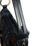 Fendi Vintage Black Leather Oyster Hobo Bag