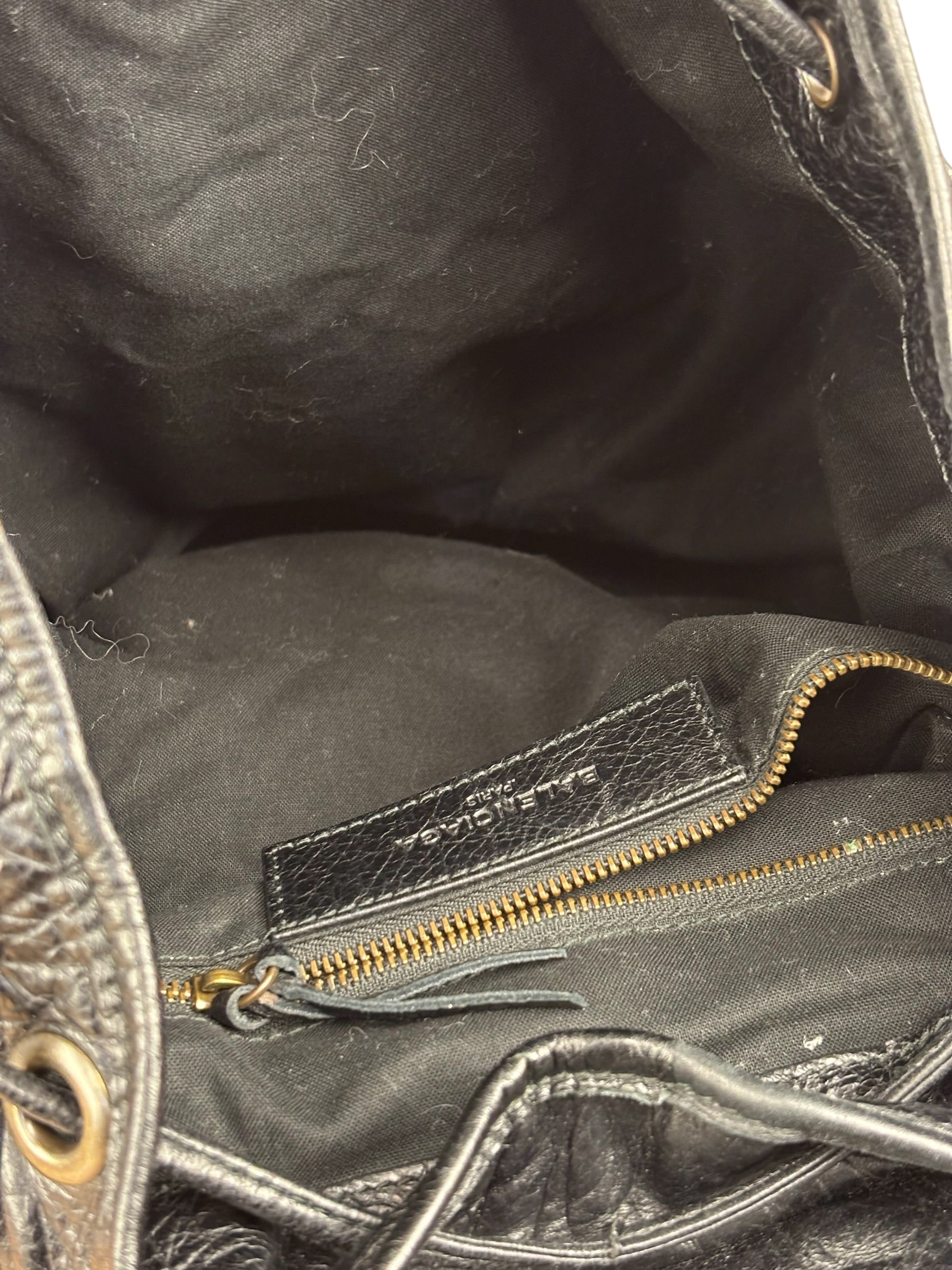 Balenciga Black Leather Classic Traveler Backpack