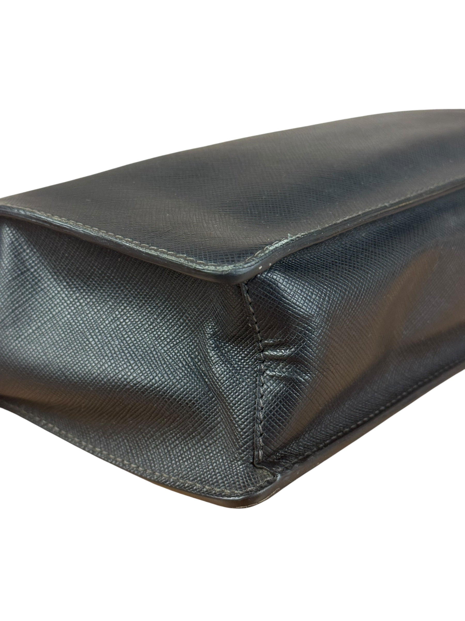 Prada Black Saffiano Bellhop Leather Travel Pouch