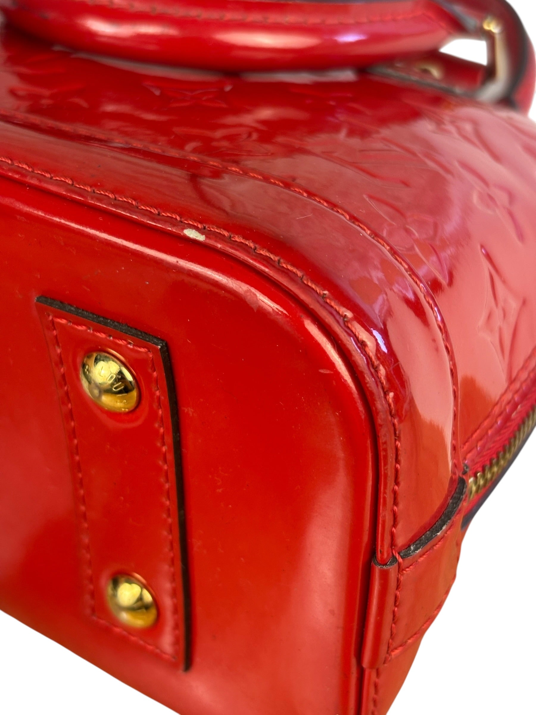 Louis Vuitton Red Vernis Alma BB Handbag