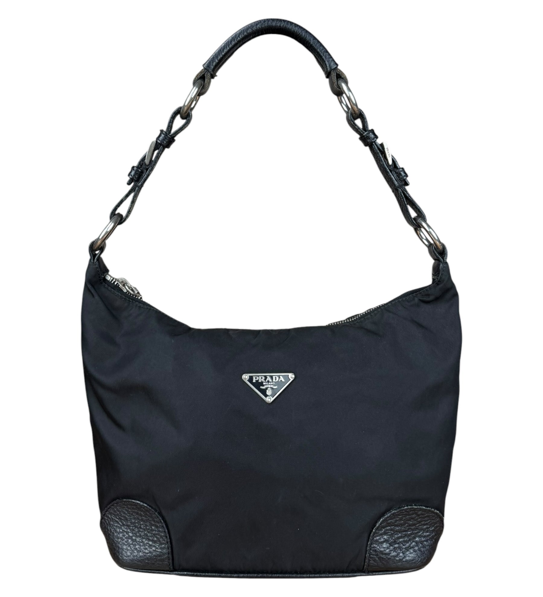 Prada Vintage Black Nylon Shoulder Bag