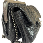 Chanel Black Python Leather Kiss-Lock Flap Bag 2015
