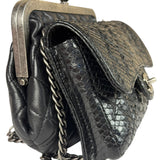 Chanel Black Python Leather Kiss-Lock Flap Bag 2015
