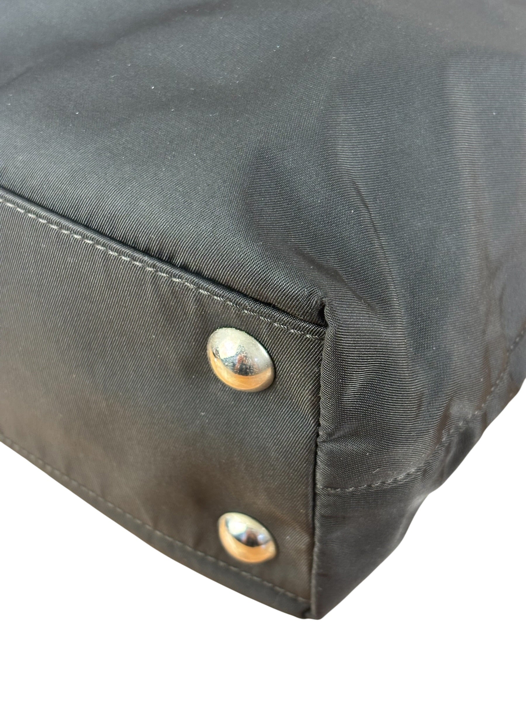 Prada Black Tessuto Nylon Leather Trim Hand Bag