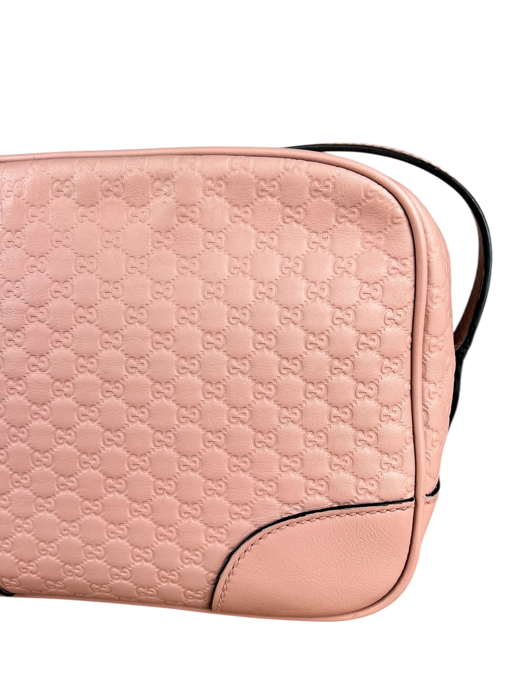 Gucci Bree Microguccissima Leather Camera Bag Pink