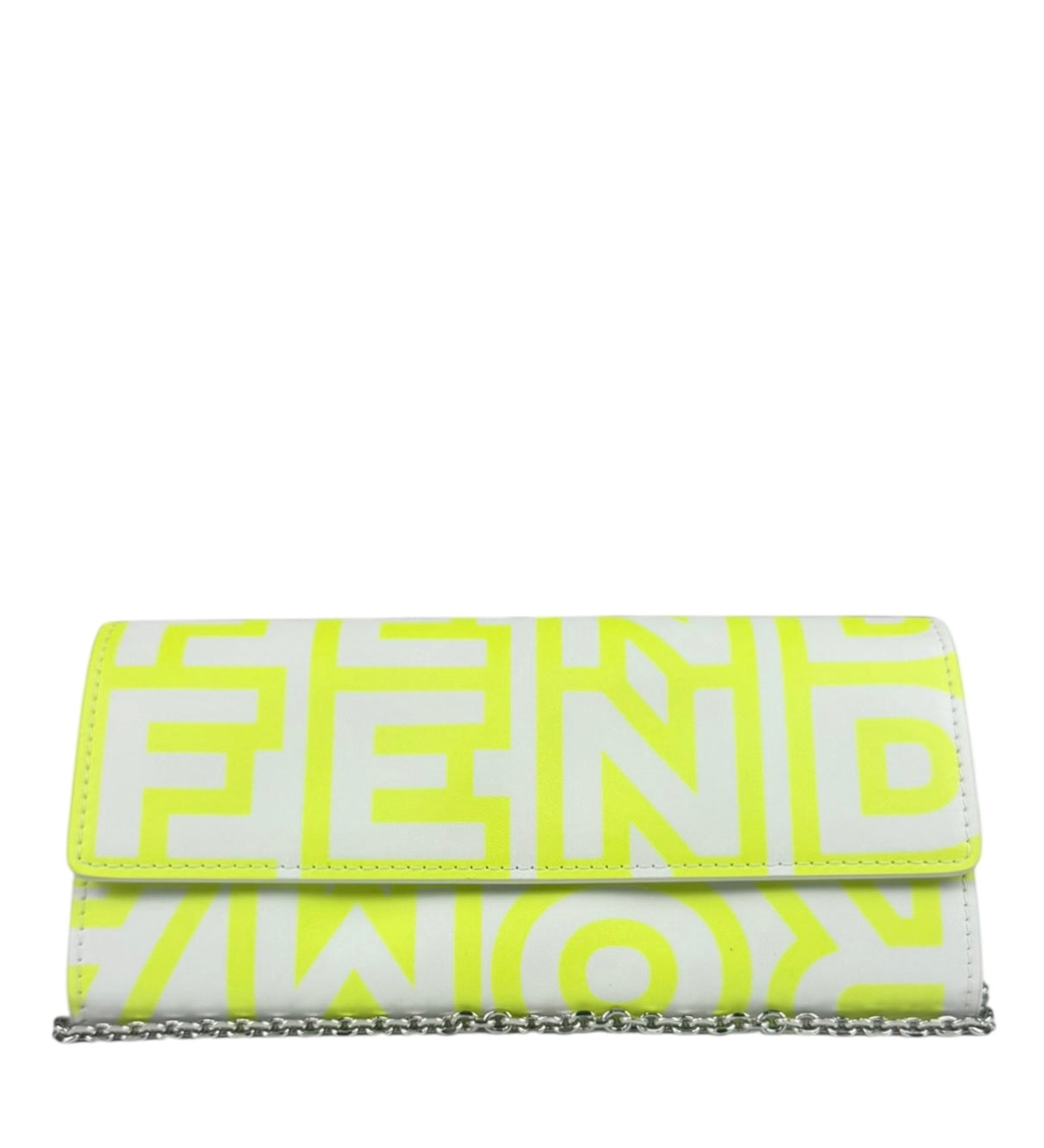 Fendi x Marc Jacobs Grey/Neon Yellow Roma Flap Wallet On Chain