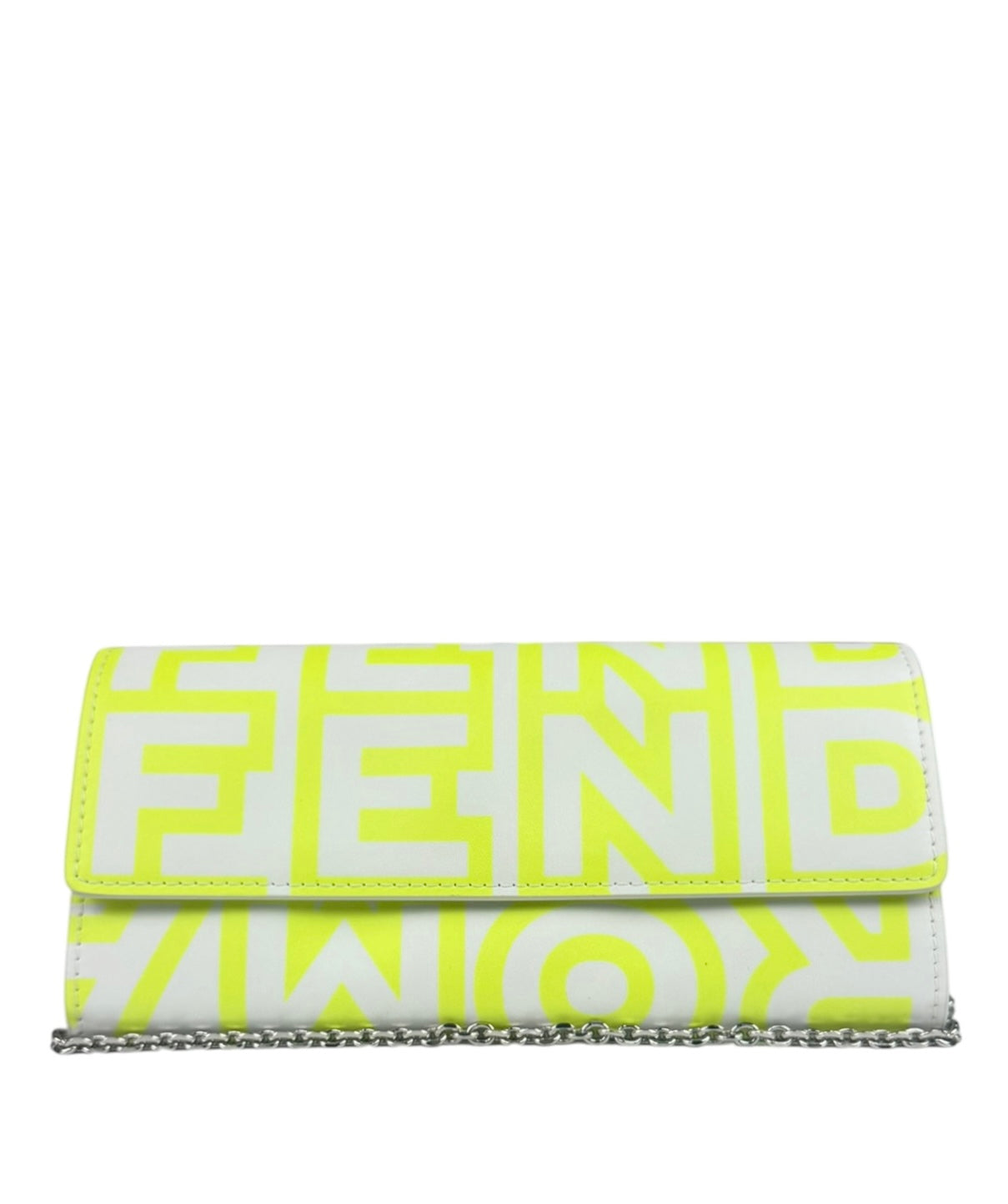 Fendi x Marc Jacobs Grey/Neon Yellow Roma Flap Wallet On Chain
