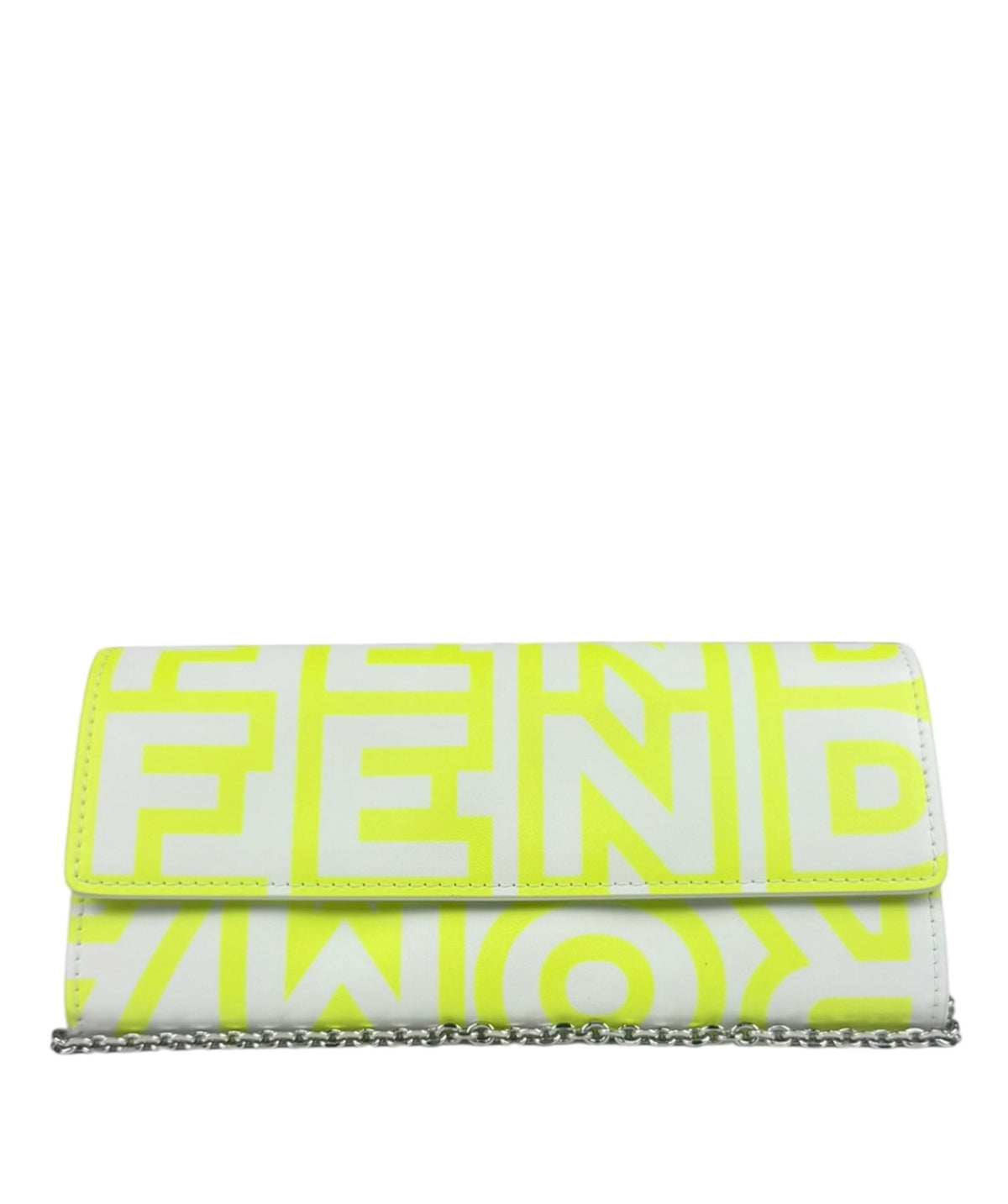 Fendi x Marc Jacobs Grey/Neon Yellow Roma Flap Wallet On Chain