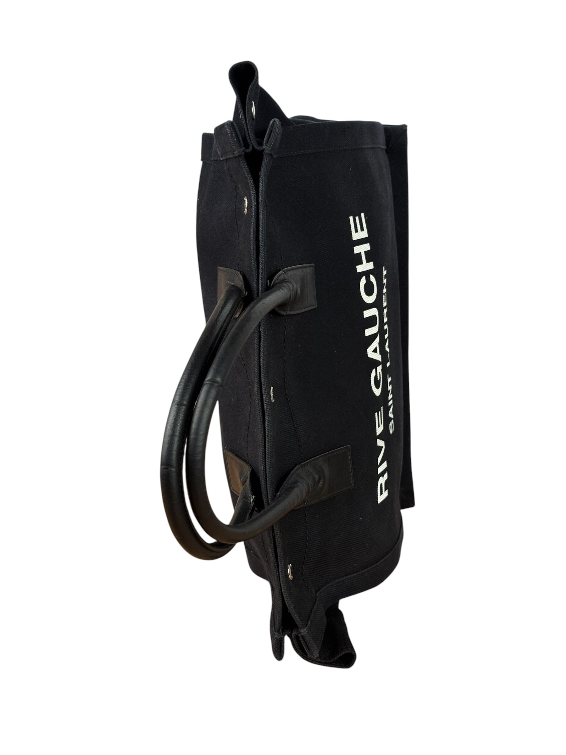 Yves Saint Laurent Black Rive Gauche Canvas Tote