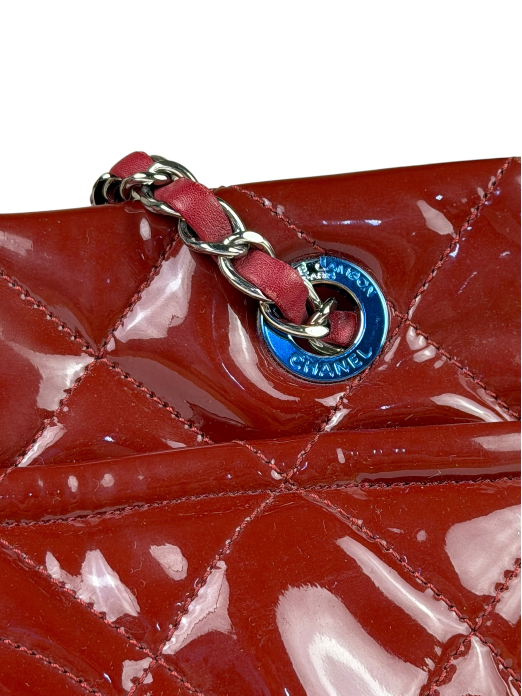 Chanel Patent Red Quilted S Shopper Tote 2013