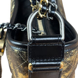 Chanel Metallic Gold/Black Leather Small Gabrielle Hobo Bag 1992