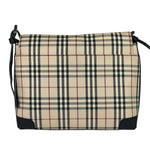 Burberry Black Leather Trim House Check Flap Crossbody Bag