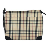 Burberry Black Leather Trim House Check Flap Crossbody Bag