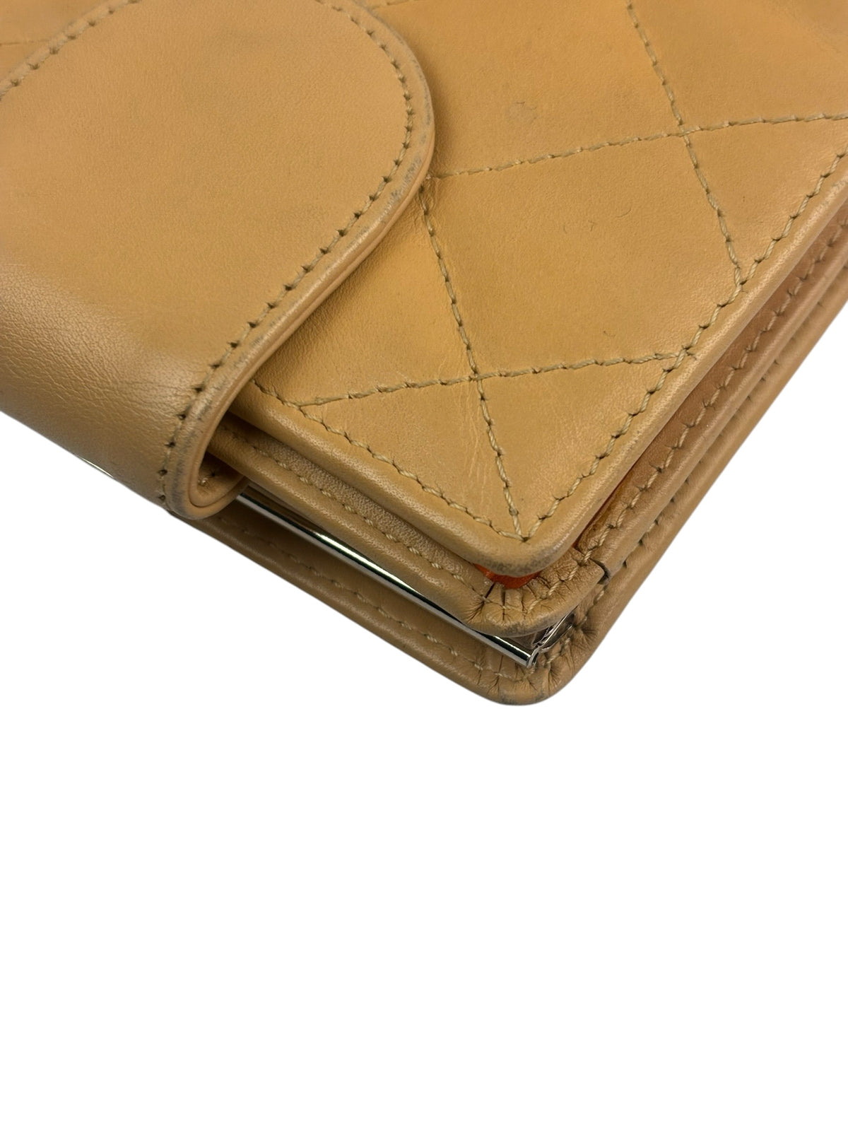 Chanel Beige Quilted Leather Cambon Line Bifold Wallet 2005