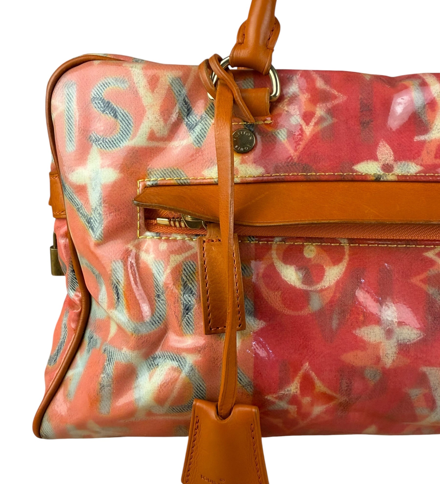 Louis Vuitton Richard Prince Orange Vinyl Canvas Monogram Hand Bag PM