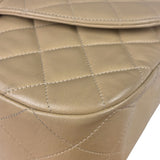 Chanel Beige Quilted Lambskin Flap Bag 90's