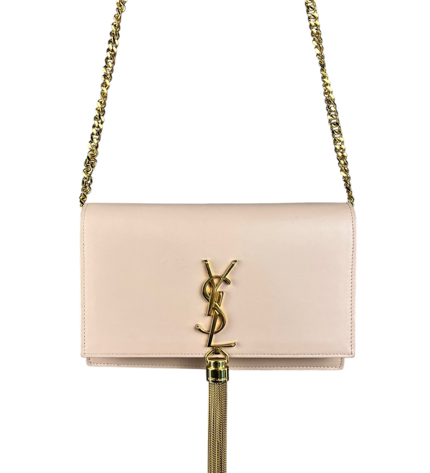 Saint Laurent Smooth Calfskin Monogram Kate Tassel Chain Pink
