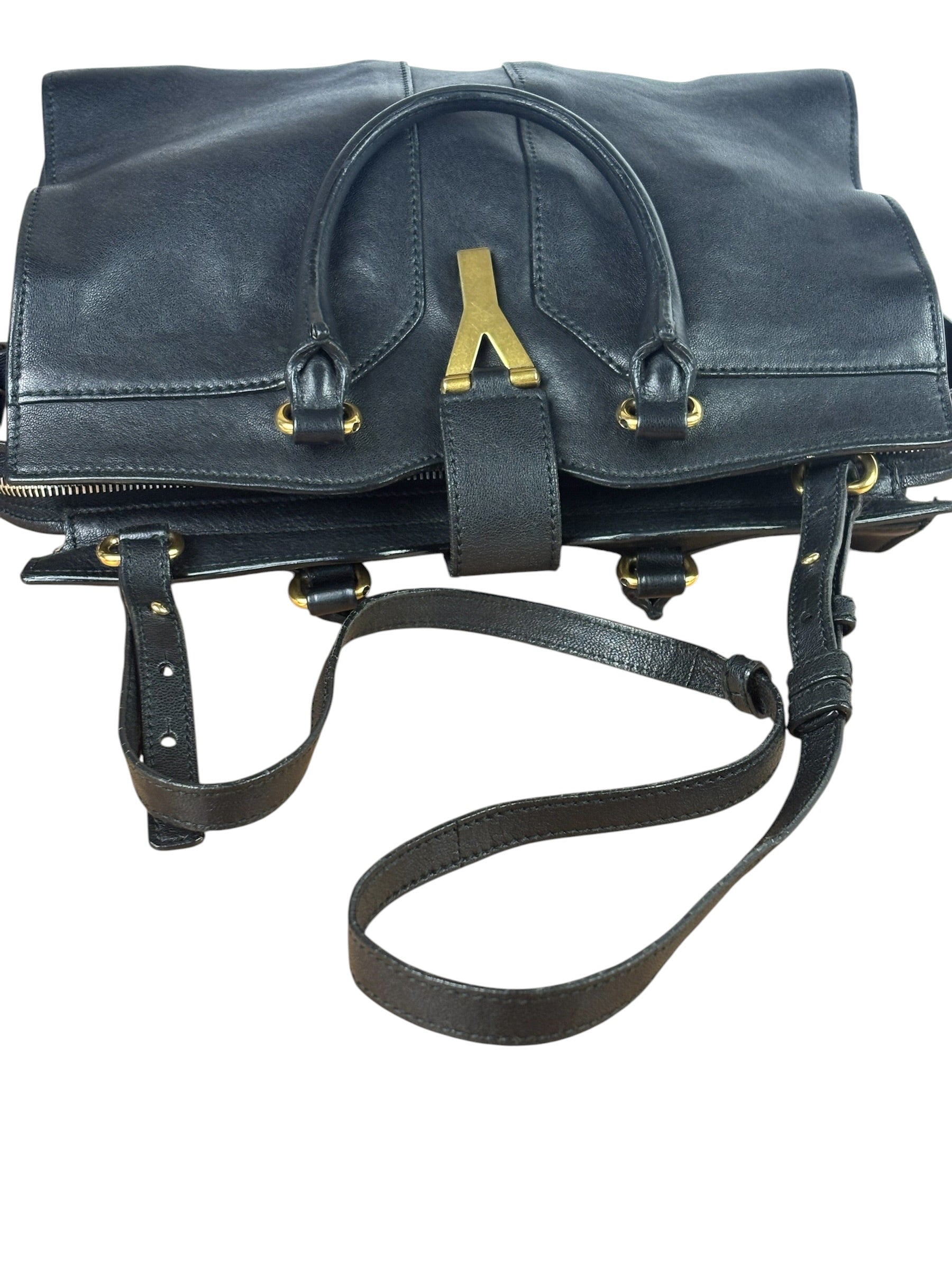 YSL Black Leather Cabas Chyc 2Way