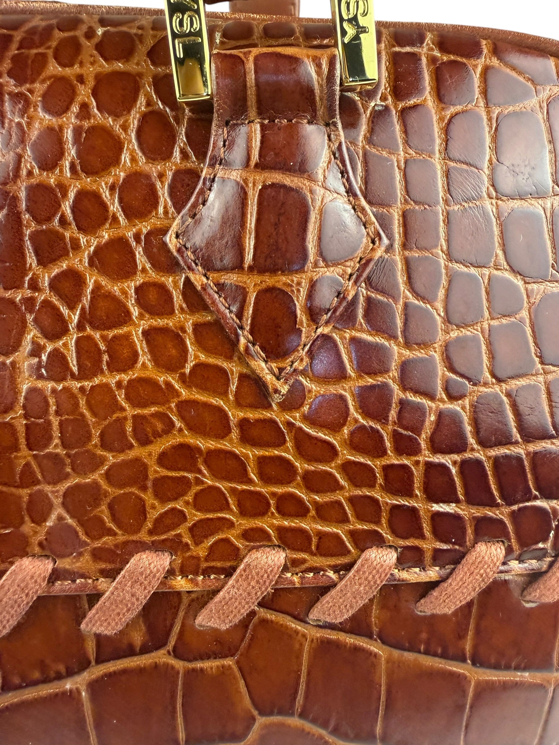 Yves Saint Laurent Vintage Croc-Embossed Leather Handbag