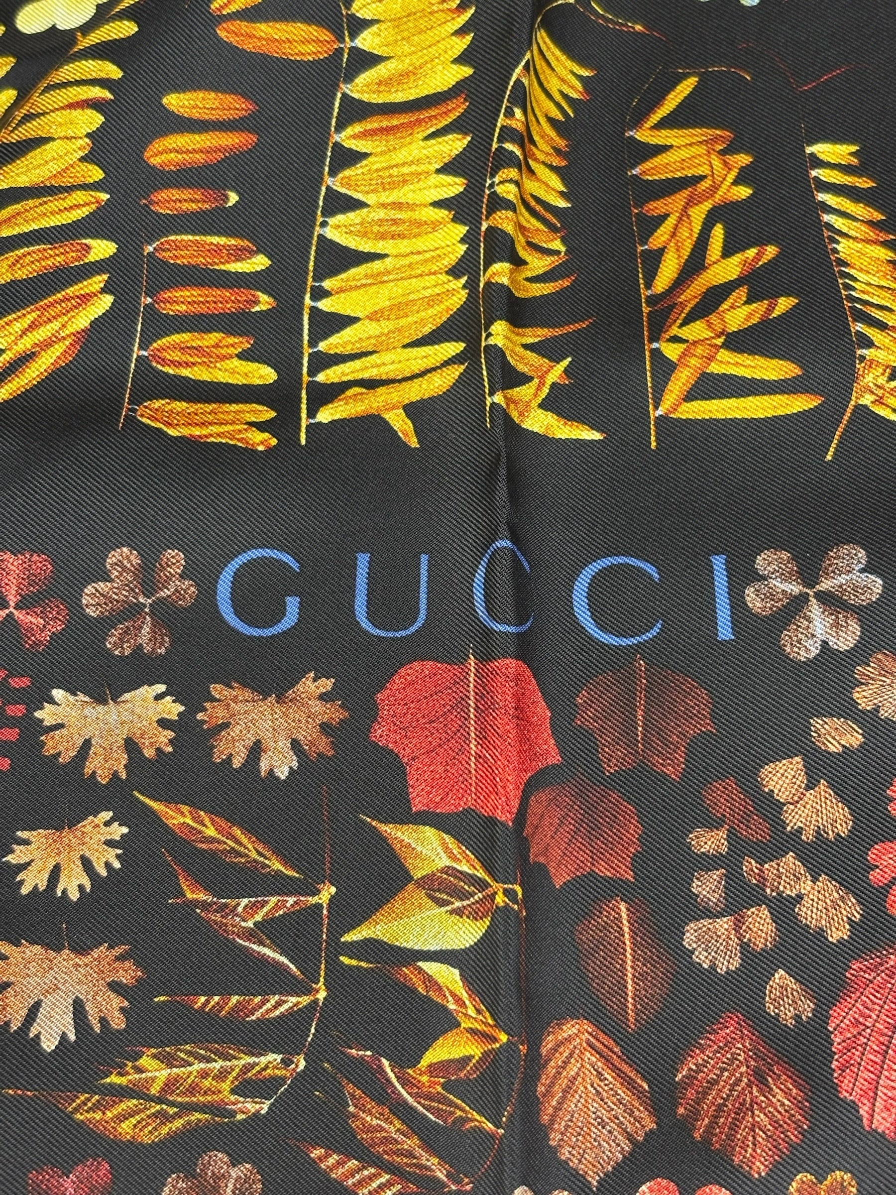 Gucci Fall Leaves Silk Scarf