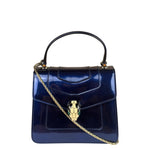 Bvlgari Shiny Blue Patent Leather Serpenti Forever Two-Way Bag