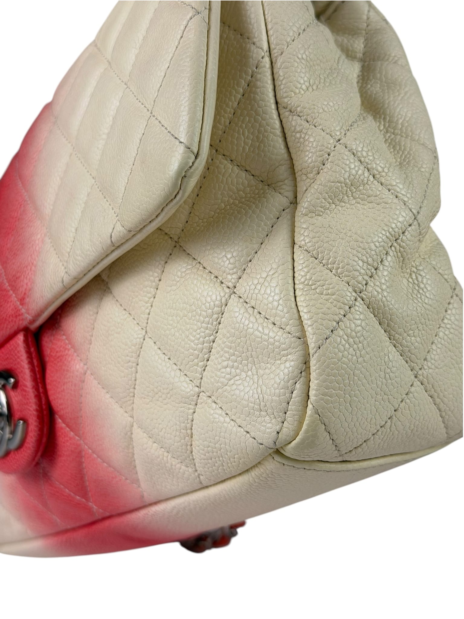 Chanel Quilted Caviar Ivory/Pink Ombre Jumbo Flap 2013