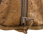 Loewe Vintage Brown Ostrich Print Leather Triangular Shoulder Bag