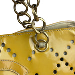 Chanel Vintage Yellow Patent Leather Perforated Tote Bag 1987