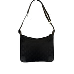 Gucci Black Canvas Leather Trim Shoulder Bag