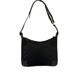 Gucci Black Canvas Leather Trim Shoulder Bag