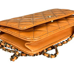 Chanel Orange Patent Leather Flap Wallet on Chain Bag