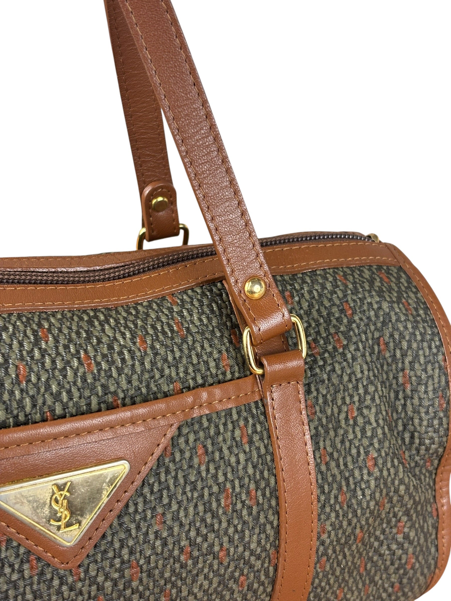Yves Saint Laurent Vintage Brown Leather Woven Hand Bag