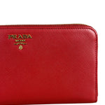 Prada Red Saffiano Leather Long Zippy Wallet