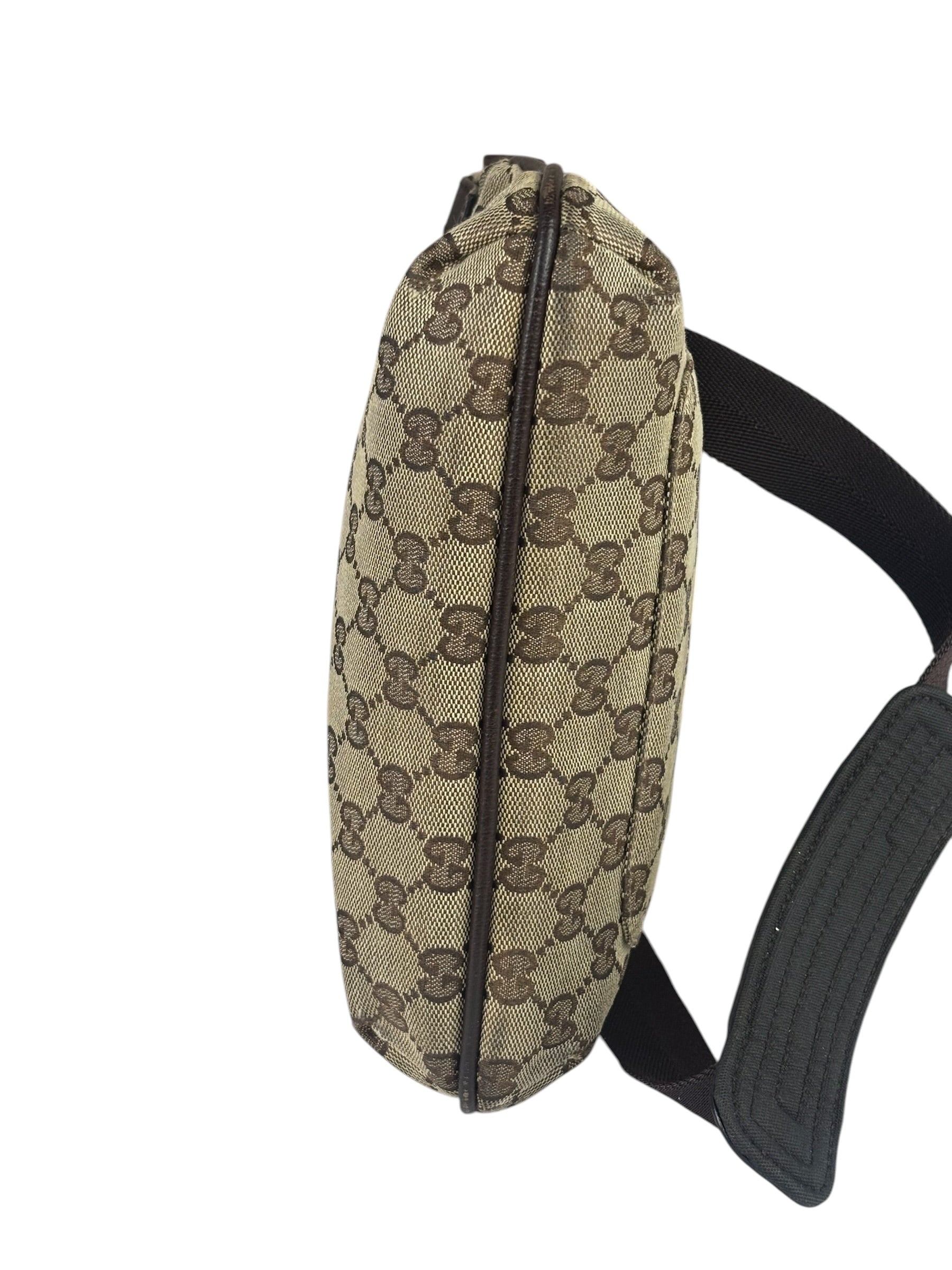 Gucci Brown Leather Trim GG Supreme Messenger Bag