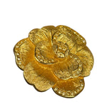 Christian Dior Signature Camellia Flower Gold Plated Crystal Pave Brooch