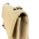 Chanel Vintage Beige Jersey Quilted Classic Flap Bag