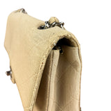Chanel Vintage Beige Jersey Quilted Classic Flap Bag
